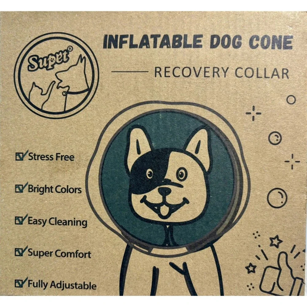 Supet Inflatable Dog Cone Collar. Adjustable
